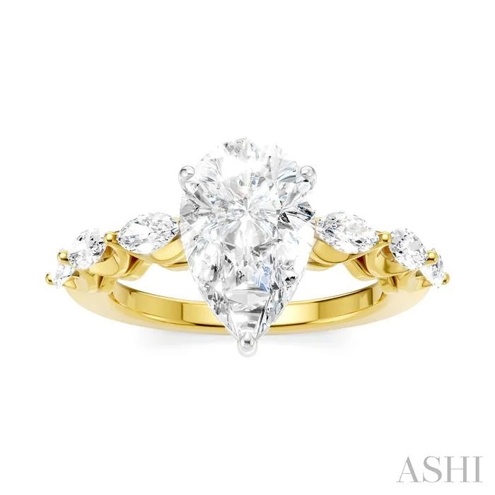 Pear Shape Semi-Mount Diamond Engagement Ring