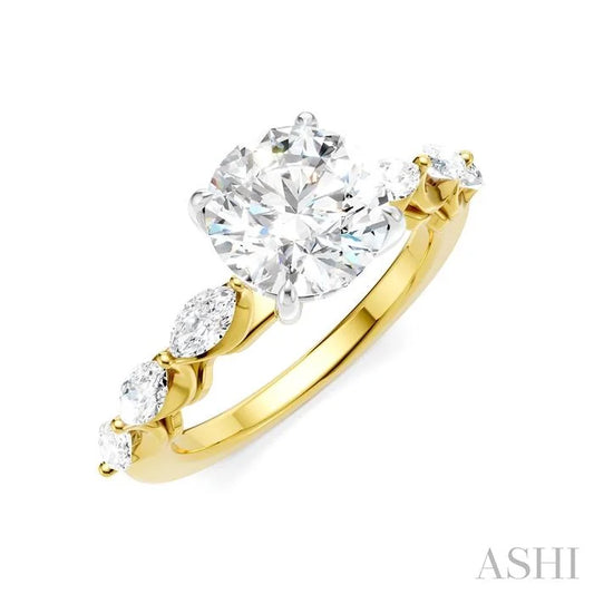 Round Shape Semi-Mount Diamond Engagement Ring