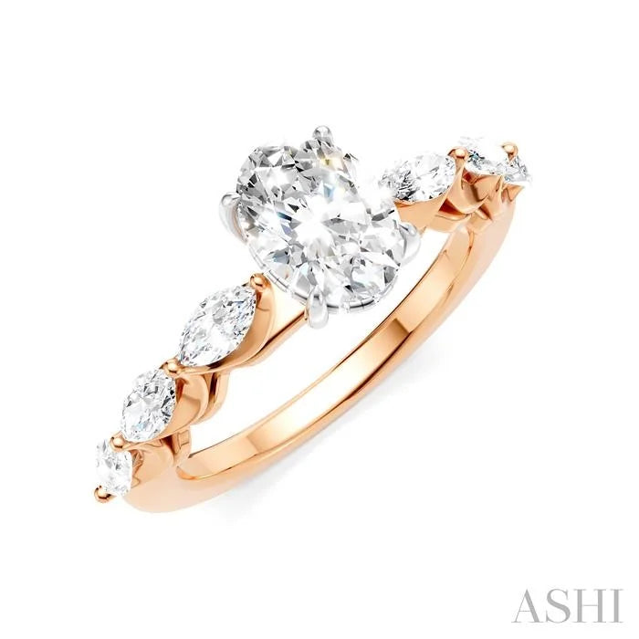 Oval Shape Semi-Mount Diamond Engagement Ring