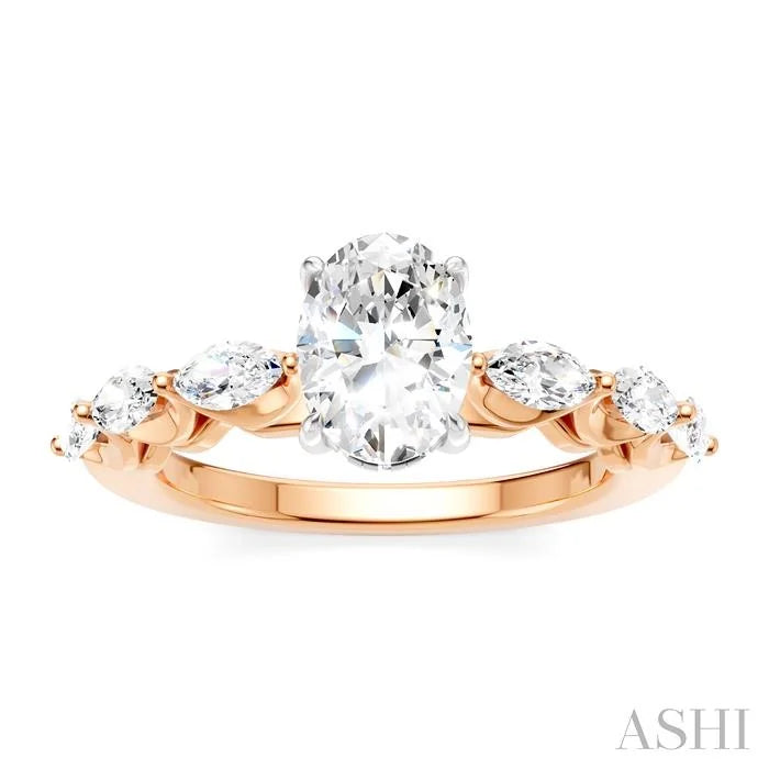 Oval Shape Semi-Mount Diamond Engagement Ring