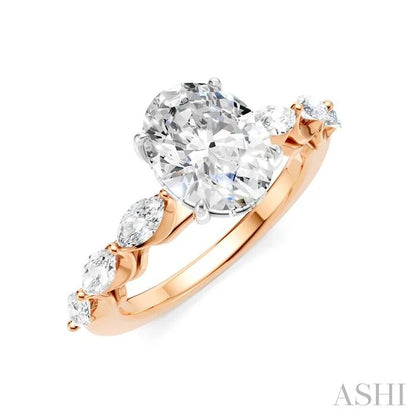 Oval Shape Semi-Mount Diamond Engagement Ring
