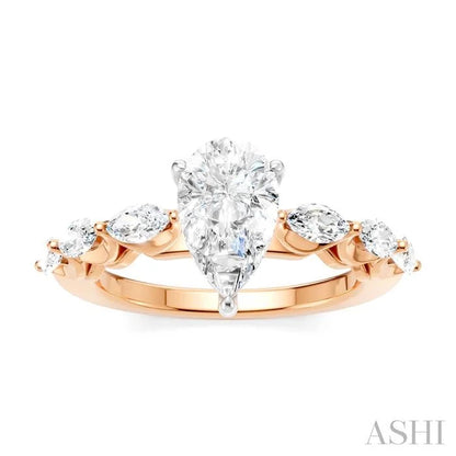 Pear Shape Semi-Mount Diamond Engagement Ring