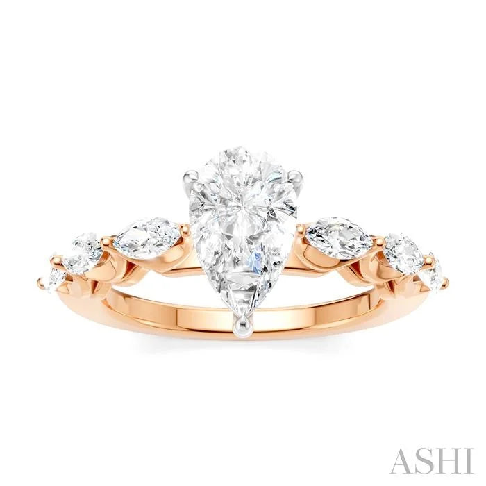 Pear Shape Semi-Mount Diamond Engagement Ring