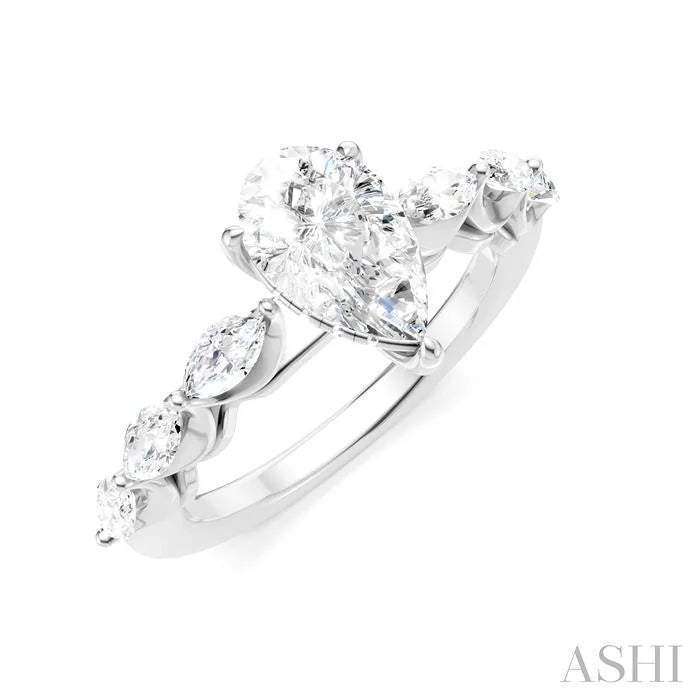Pear Shape Semi-Mount Diamond Engagement Ring