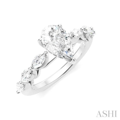 Pear Shape Semi-Mount Diamond Engagement Ring