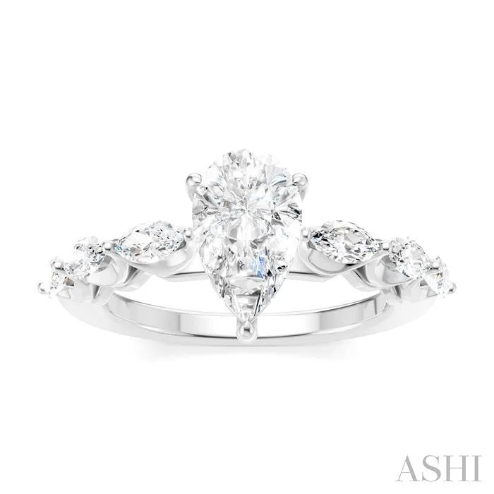 Pear Shape Semi-Mount Diamond Engagement Ring