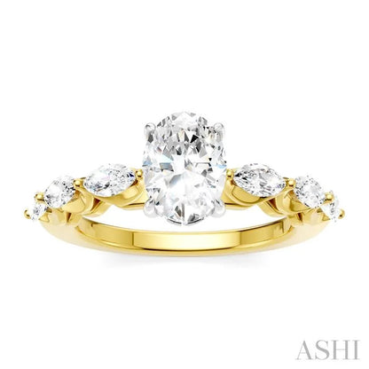 Oval Shape Semi-Mount Diamond Engagement Ring