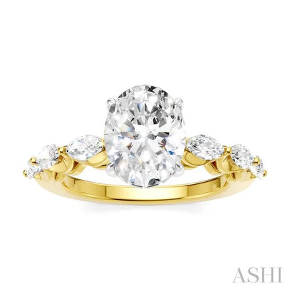 Oval Shape Semi-Mount Diamond Engagement Ring