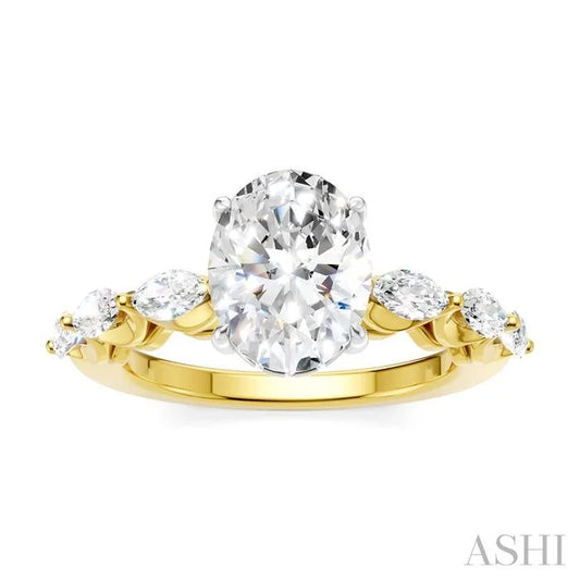 Oval Shape Semi-Mount Diamond Engagement Ring