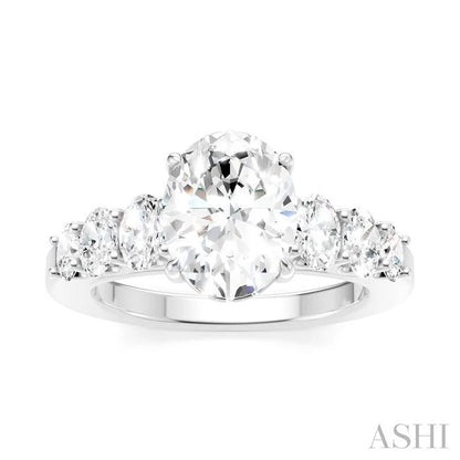 Oval Shape Semi-Mount Diamond Engagement Ring