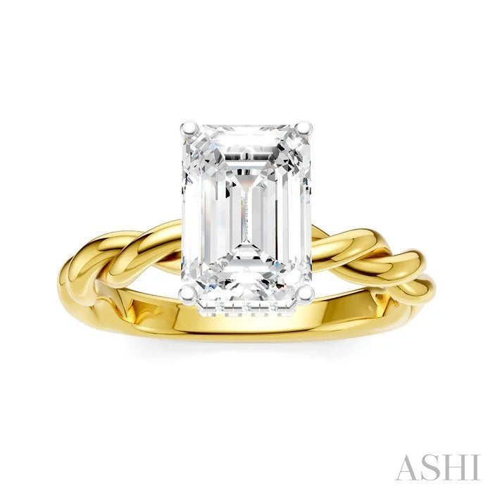 Emerald Shape Semi-Mount Diamond Engagement Ring
