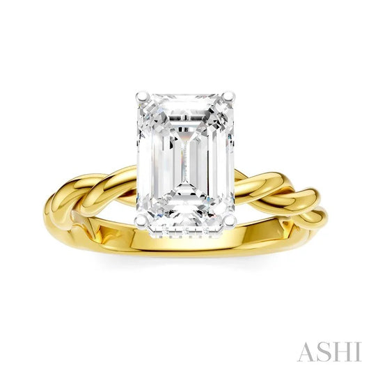 Emerald Shape Semi-Mount Diamond Engagement Ring