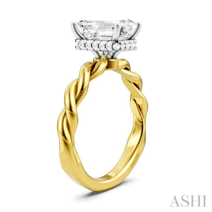 Emerald Shape Semi-Mount Diamond Engagement Ring