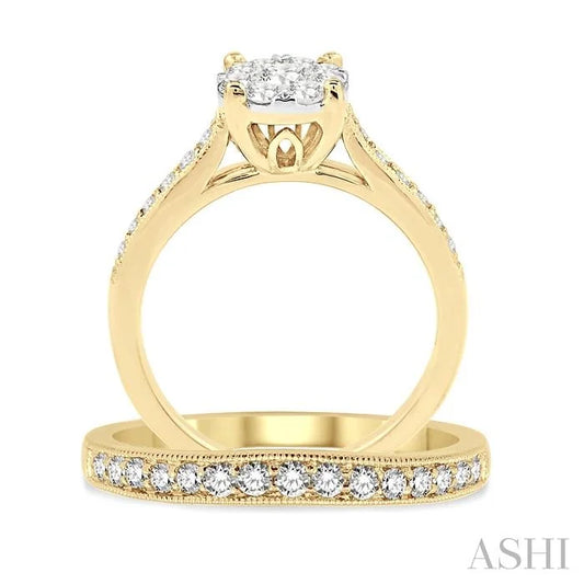 Round Shape Lovebright Diamond Wedding Set