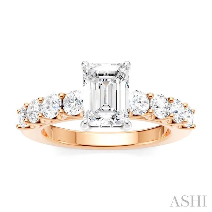 Emerald Shape Semi-Mount Diamond Engagement Ring