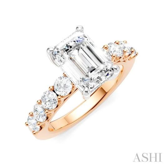 Emerald Shape Semi-Mount Diamond Engagement Ring