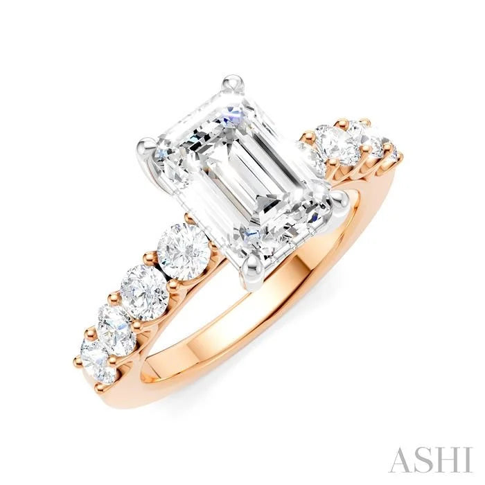 Emerald Shape Semi-Mount Diamond Engagement Ring