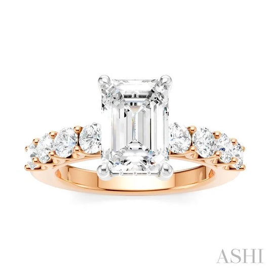 Emerald Shape Semi-Mount Diamond Engagement Ring