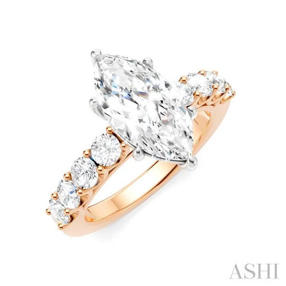 Marquise Shape Semi-Mount Diamond Engagement Ring