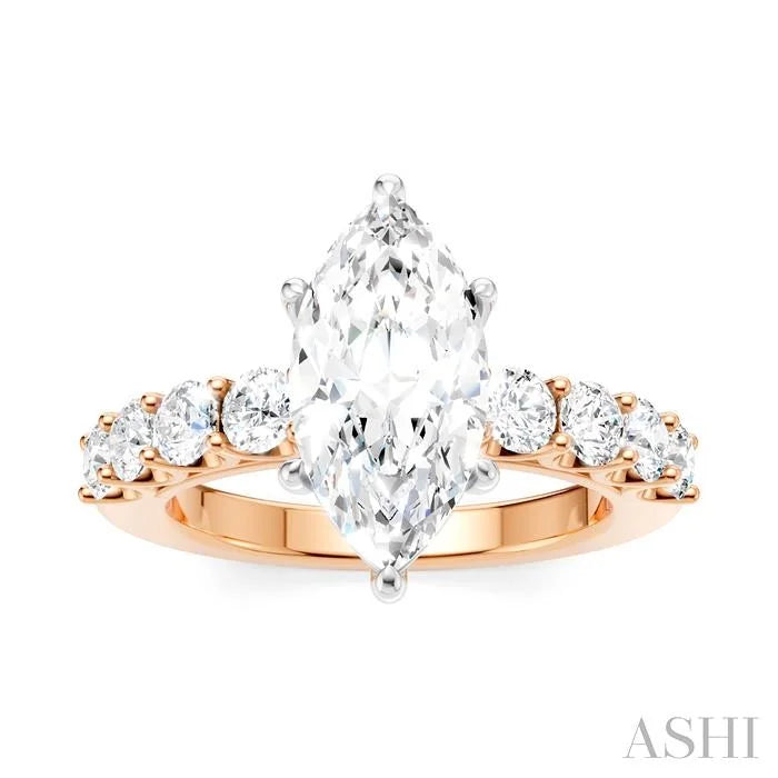 Marquise Shape Semi-Mount Diamond Engagement Ring