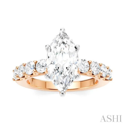 Marquise Shape Semi-Mount Diamond Engagement Ring