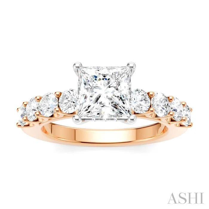 Princess Shape Semi-Mount Diamond Engagement Ring