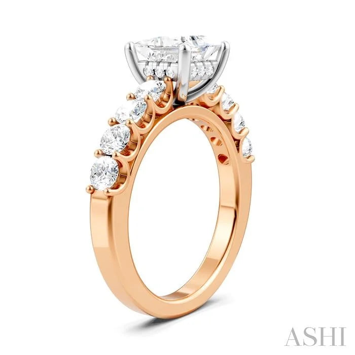 Princess Shape Semi-Mount Diamond Engagement Ring