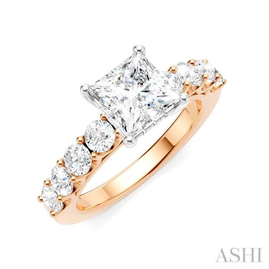 Princess Shape Semi-Mount Diamond Engagement Ring