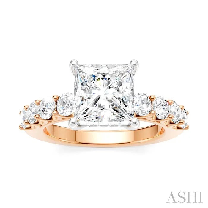 Princess Shape Semi-Mount Diamond Engagement Ring
