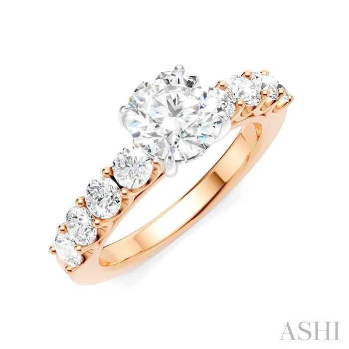 Round Shape Semi-Mount Diamond Engagement Ring