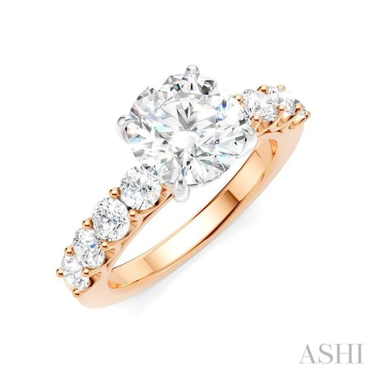 Round Shape Semi-Mount Diamond Engagement Ring