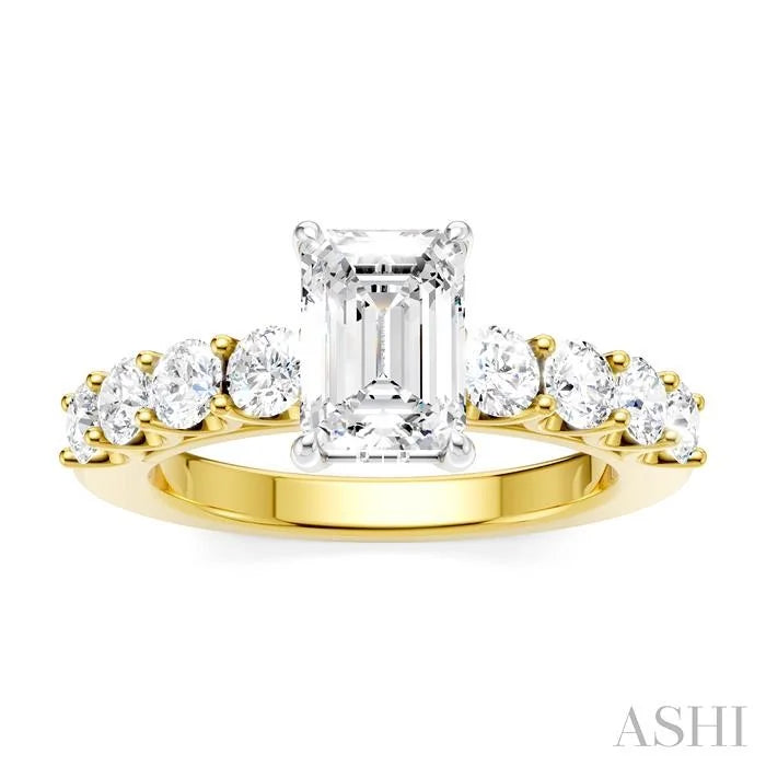Emerald Shape Semi-Mount Diamond Engagement Ring