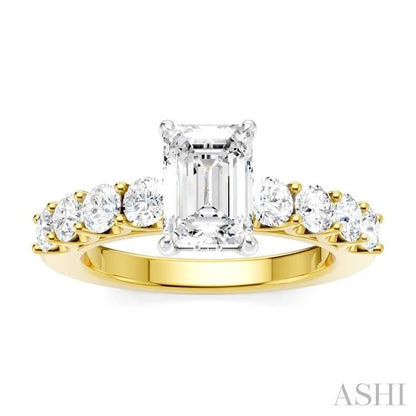 Emerald Shape Semi-Mount Diamond Engagement Ring