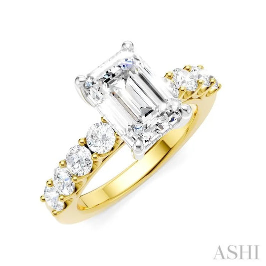 Emerald Shape Semi-Mount Diamond Engagement Ring