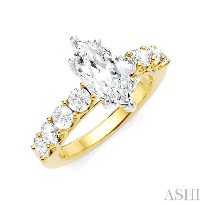 Marquise Shape Semi-Mount Diamond Engagement Ring