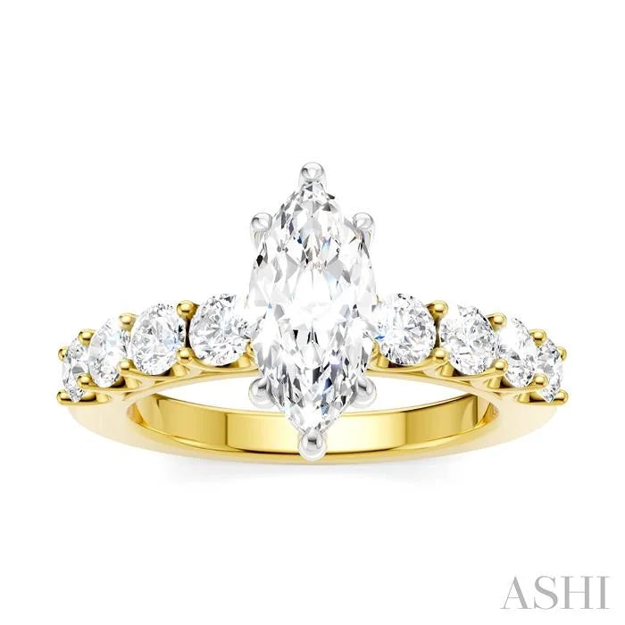 Marquise Shape Semi-Mount Diamond Engagement Ring