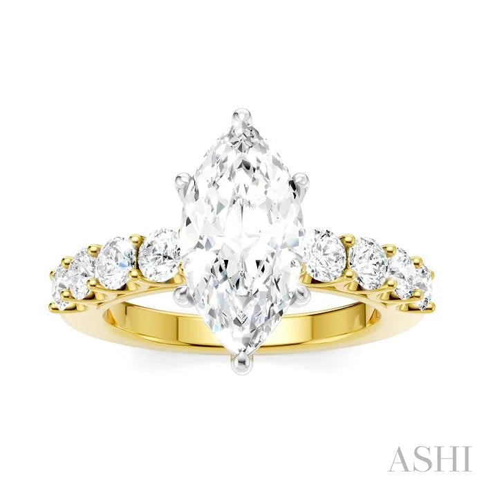 Marquise Shape Semi-Mount Diamond Engagement Ring