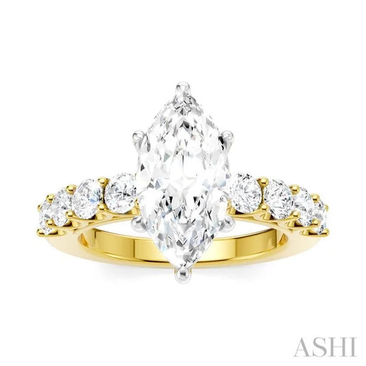 Marquise Shape Semi-Mount Diamond Engagement Ring
