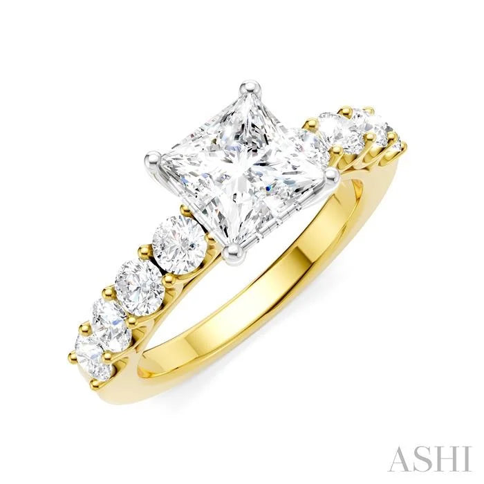 Princess Shape Semi-Mount Diamond Engagement Ring