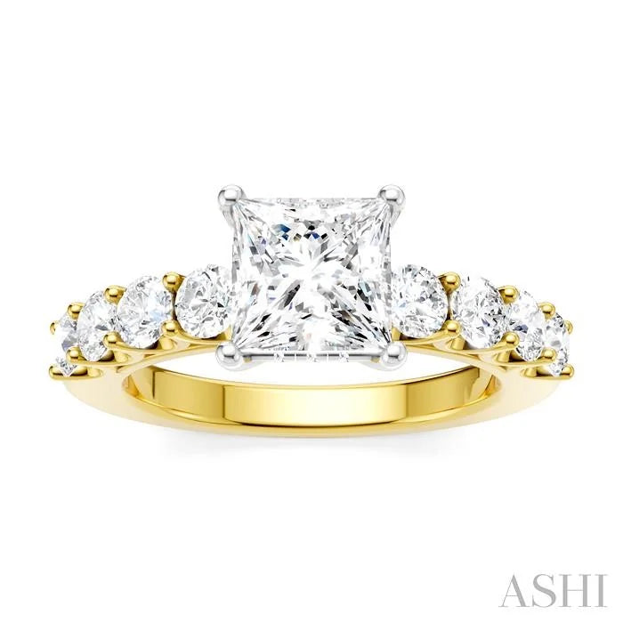 Princess Shape Semi-Mount Diamond Engagement Ring