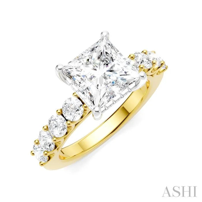 Princess Shape Semi-Mount Diamond Engagement Ring