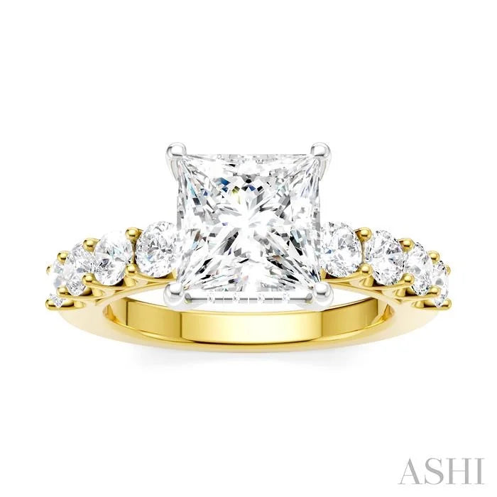 Princess Shape Semi-Mount Diamond Engagement Ring