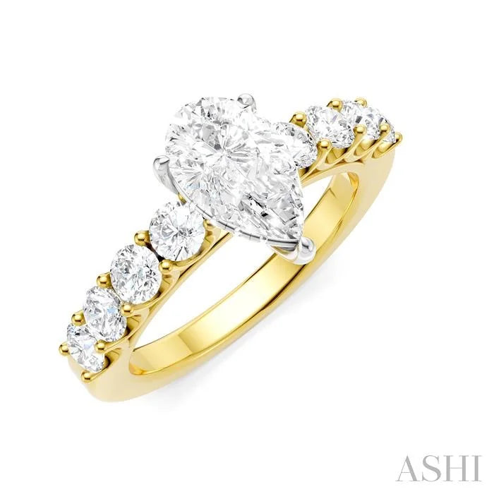 Pear Shape Semi-Mount Diamond Engagement Ring