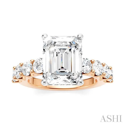 Emerald Shape Semi-Mount Diamond Engagement Ring