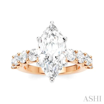 Marquise Shape Semi-Mount Diamond Engagement Ring