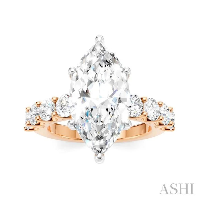 Marquise Shape Semi-Mount Diamond Engagement Ring