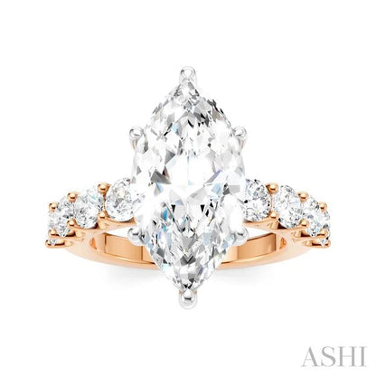 Marquise Shape Semi-Mount Diamond Engagement Ring
