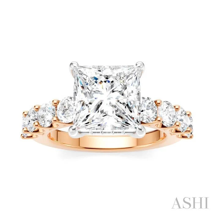 Princess Shape Semi-Mount Diamond Engagement Ring