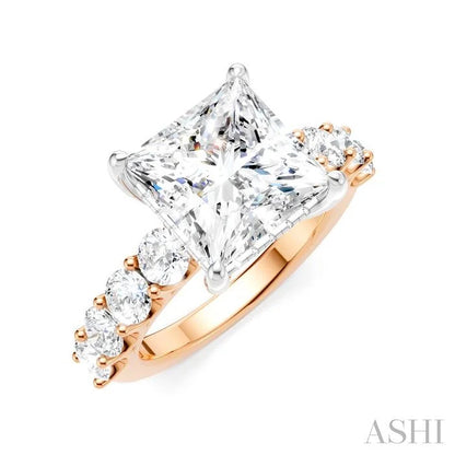 Princess Shape Semi-Mount Diamond Engagement Ring