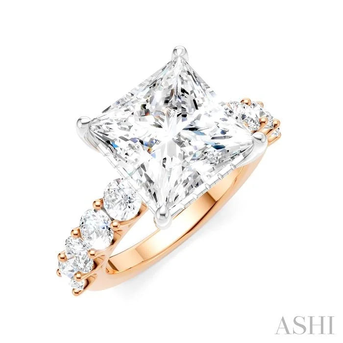 Princess Shape Semi-Mount Diamond Engagement Ring